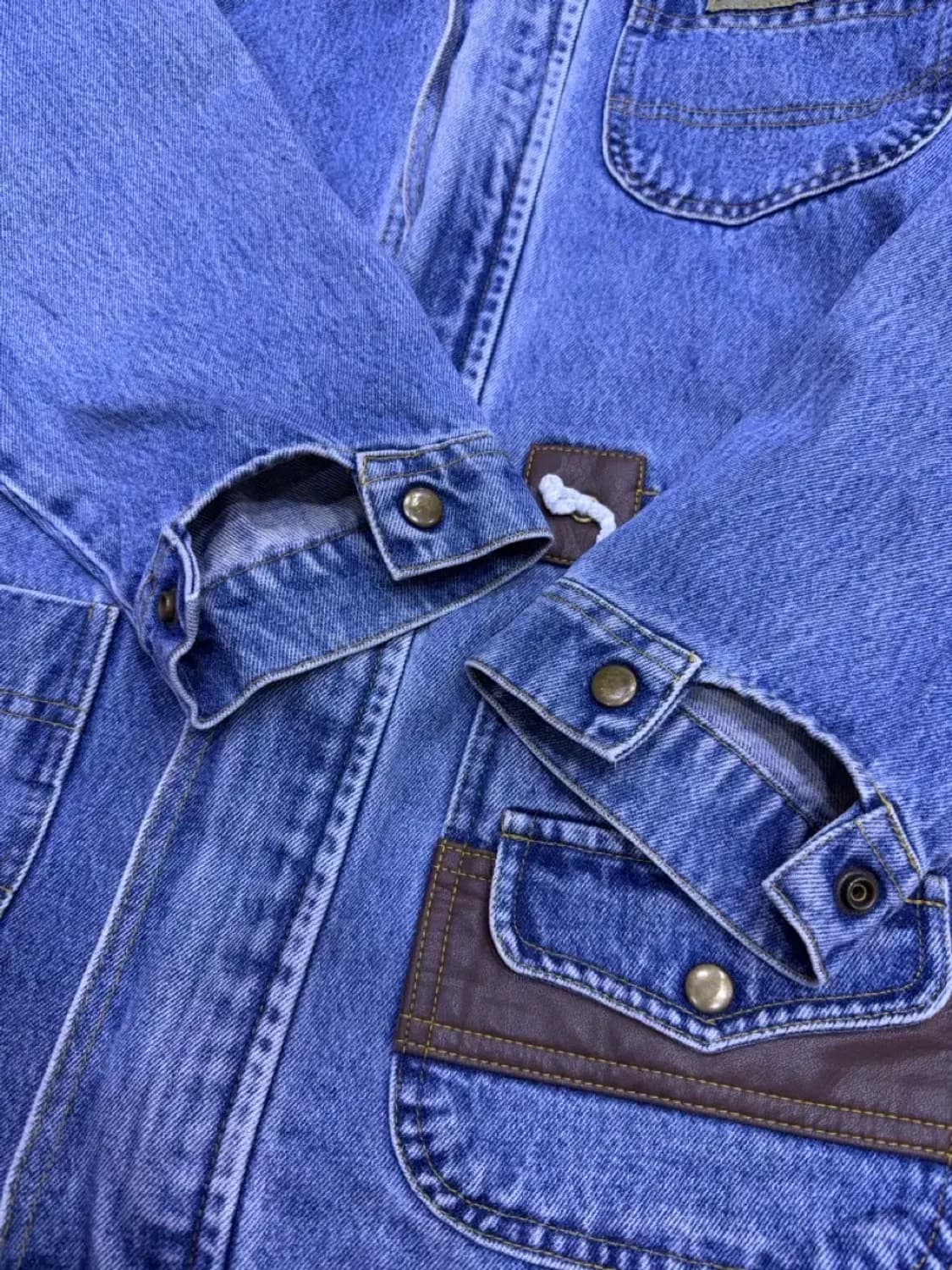 US 나이스 클럽 빈티지 유틸리티 가죽패치 데님자켓 L 상품이미지7