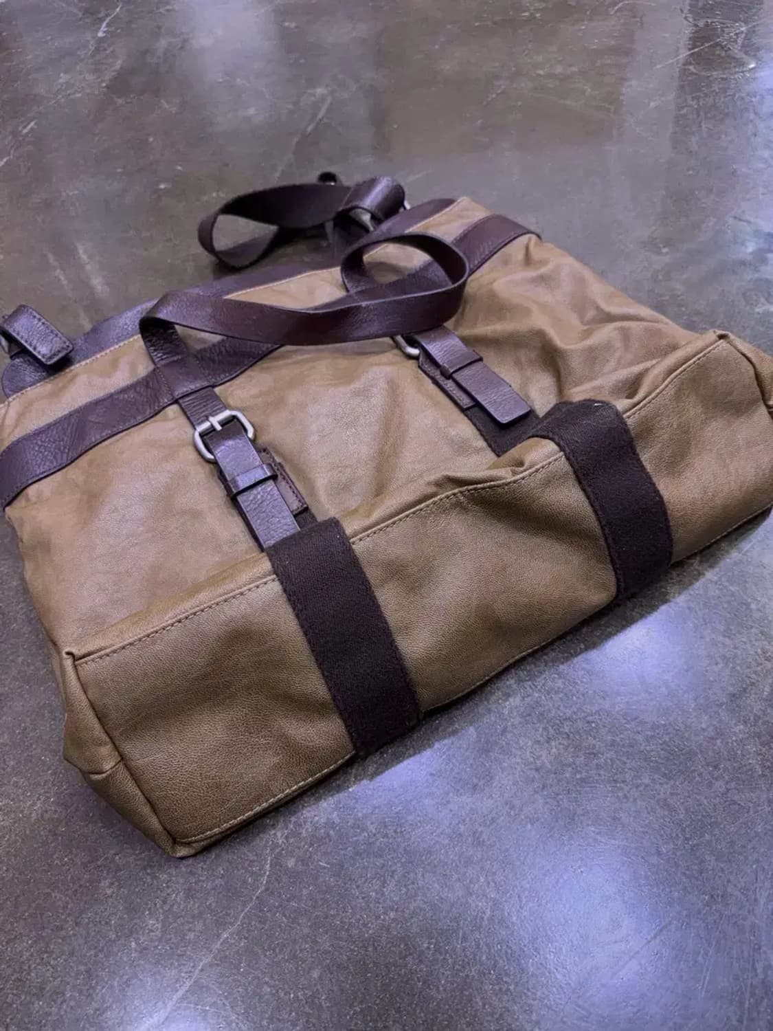 캘빈클라인진 레더 배색 브라운 2웨이 토트백 크로스백 상품이미지6