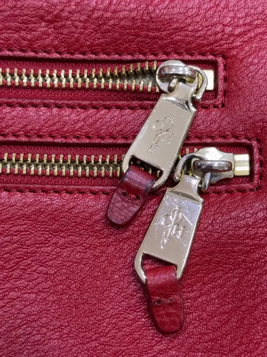 콜한 지퍼 디자인 가죽 레더 크로스바디 크로스백 레드와인 상품이미지4