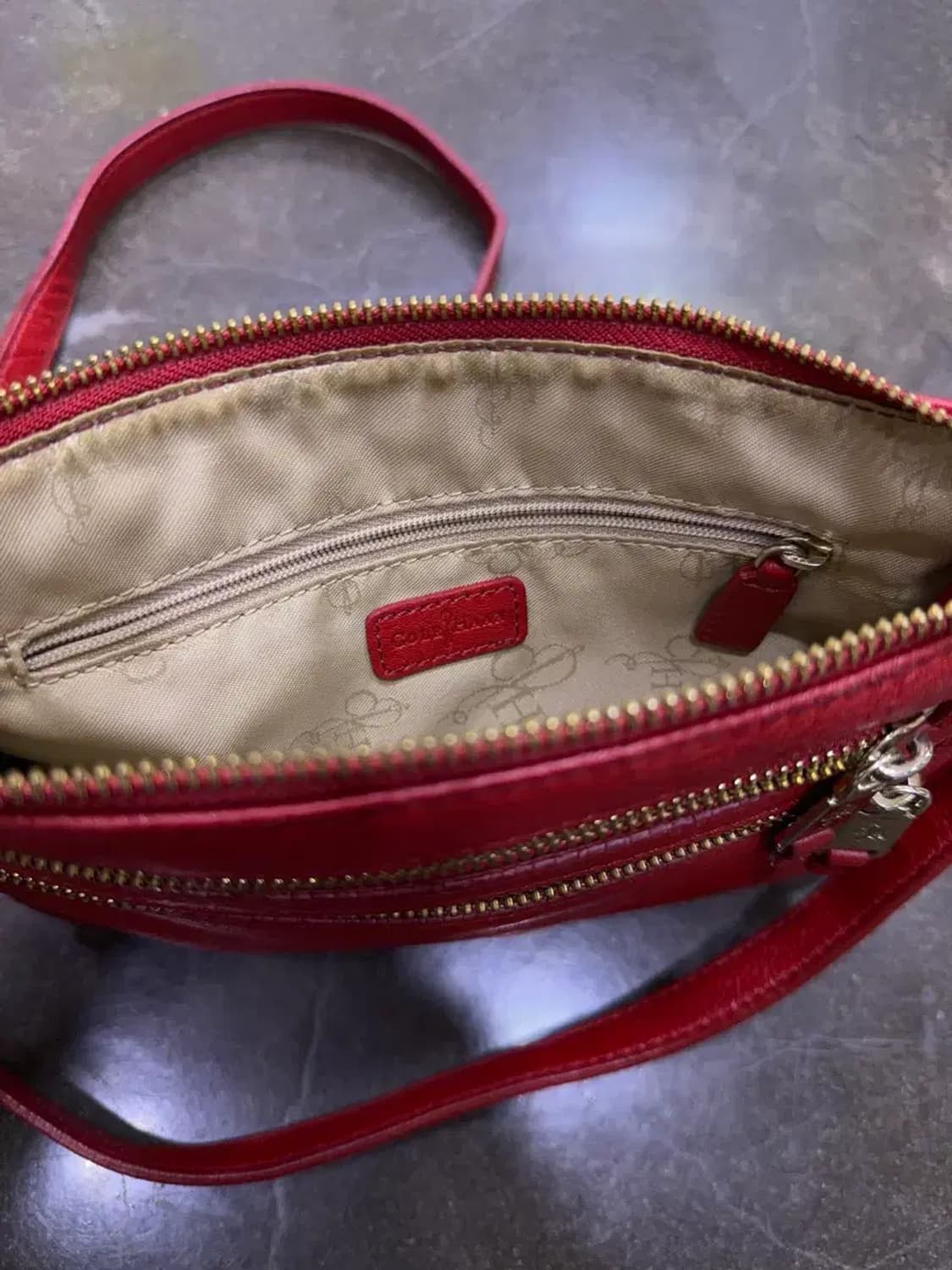 콜한 지퍼 디자인 가죽 레더 크로스바디 크로스백 레드와인 상품이미지7