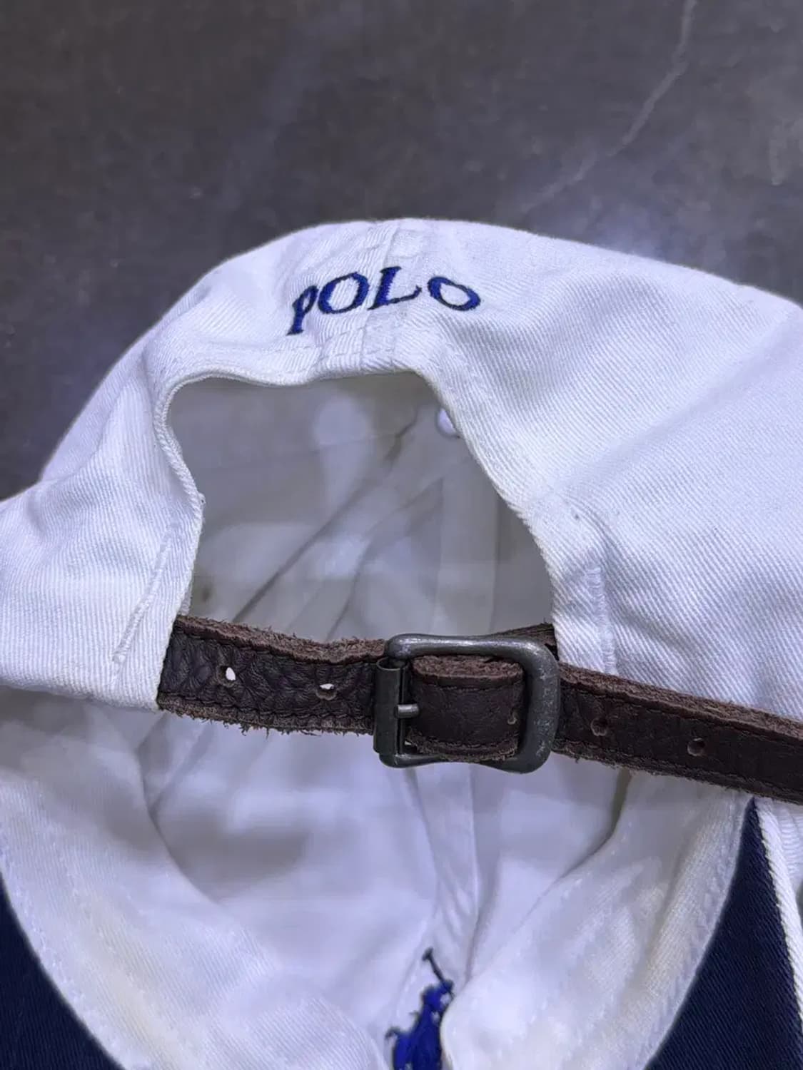 폴로 랄프로렌 포니 자수 가죽 벨트 캐쥬얼 볼캡 화이트 상품이미지4