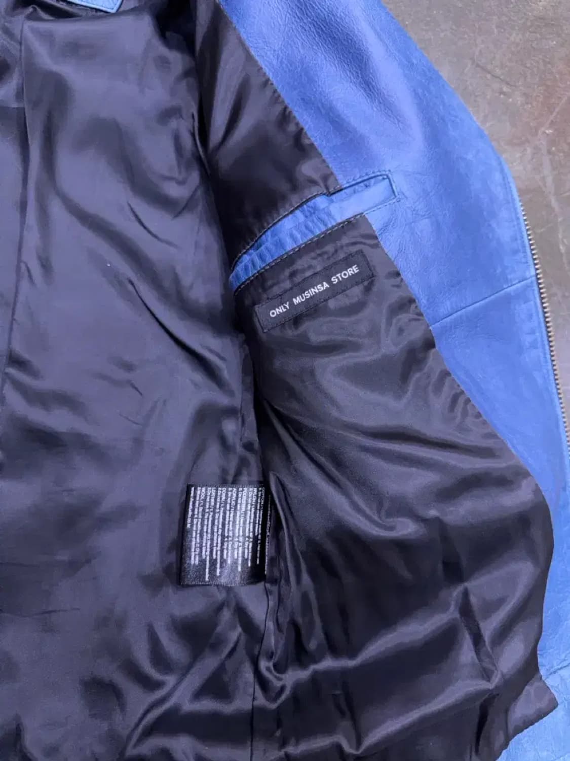 비바스튜디오 x무신사 하드 레더 라이더자켓 에메랄드 블루 S 상품이미지9