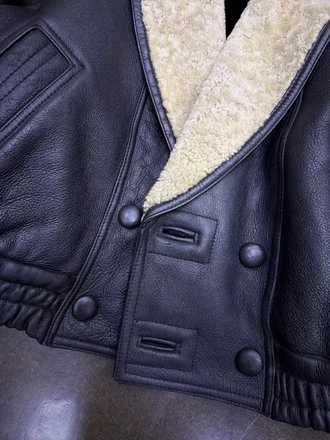 듀모드 빈티지 양가죽 양털 레더 더블 봄버 자켓 77 상품이미지4
