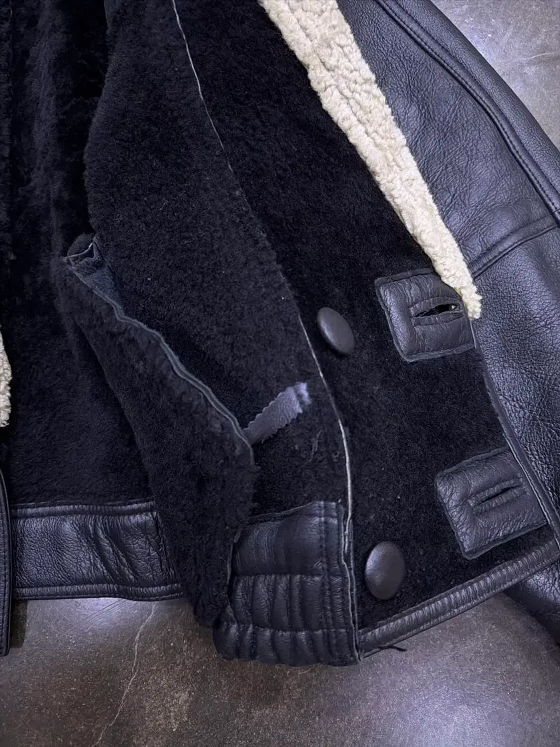 듀모드 빈티지 양가죽 양털 레더 더블 봄버 자켓 77 상품이미지5