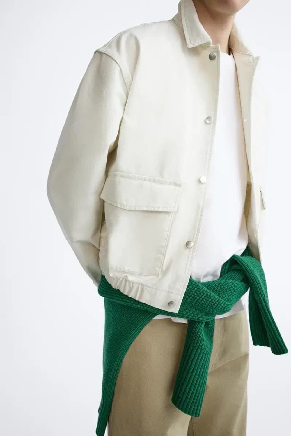 자라 캐쥬얼 스트럭처 화이트 자켓 L 상품이미지3