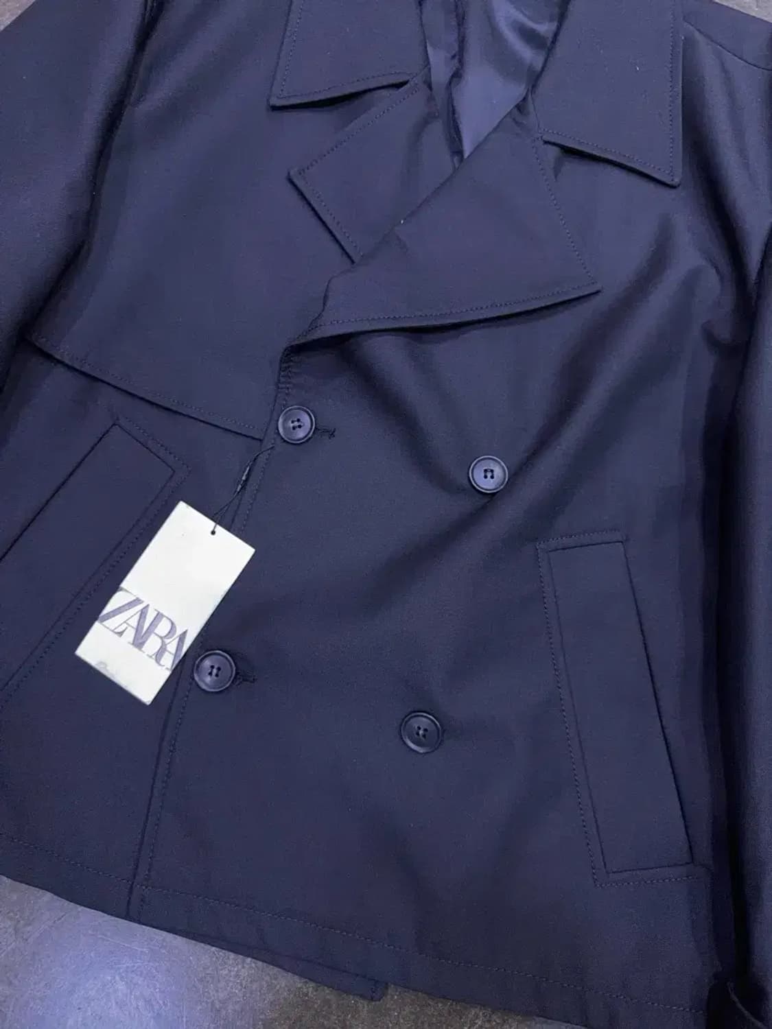 자라 더블 블레스트 숏 트렌치코트 블랙 L 상품이미지10