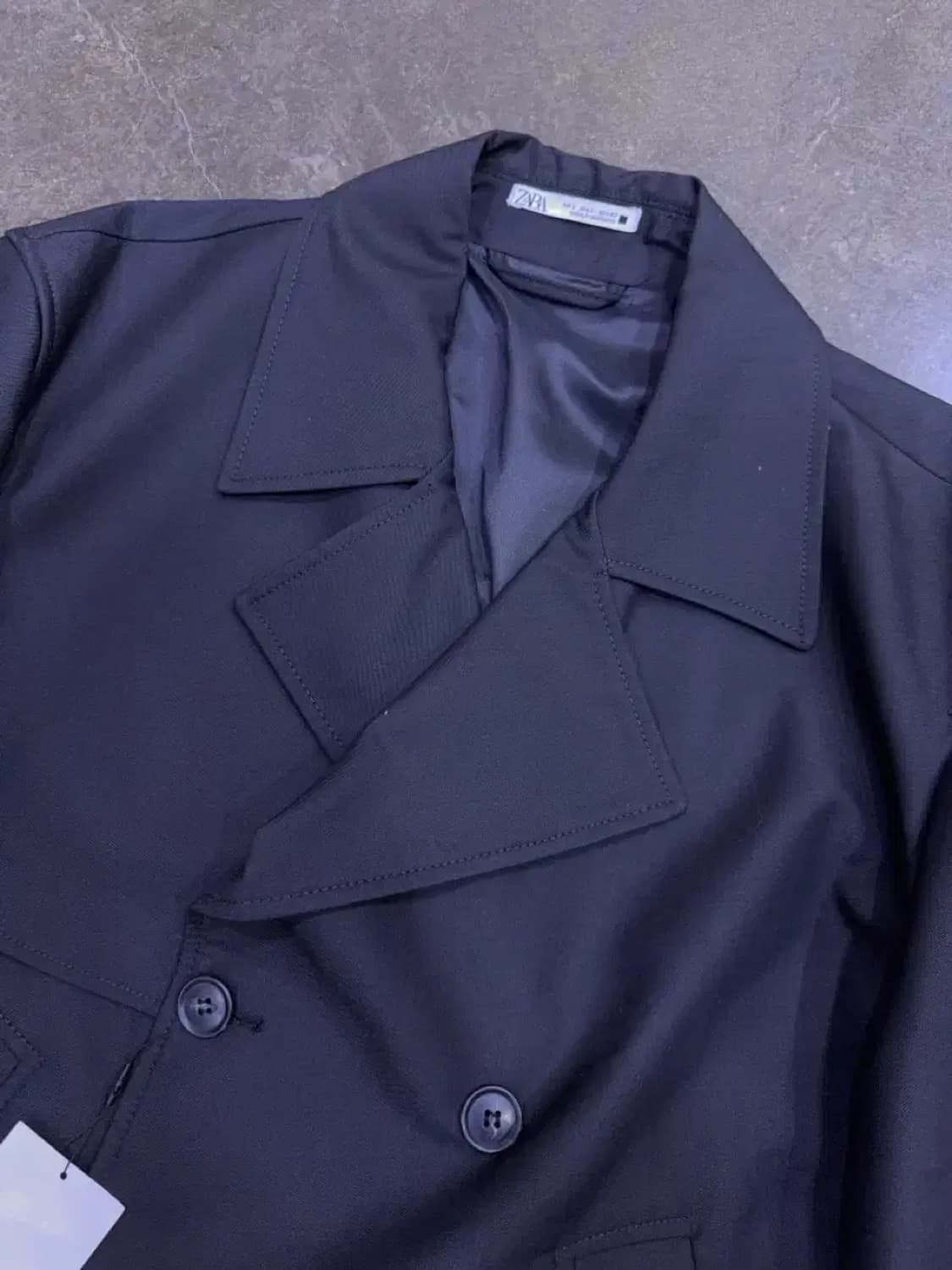 자라 더블 블레스트 숏 트렌치코트 블랙 L 상품이미지9