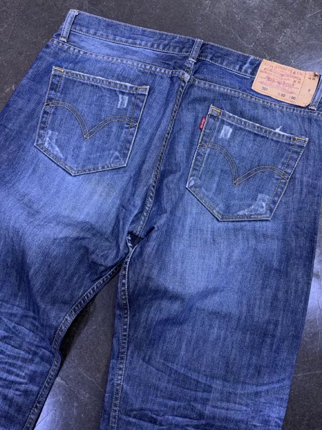 리바이스 501 00's 레귤러핏 빈티지 주름 워싱 데미지 데님팬츠 36 상품이미지7