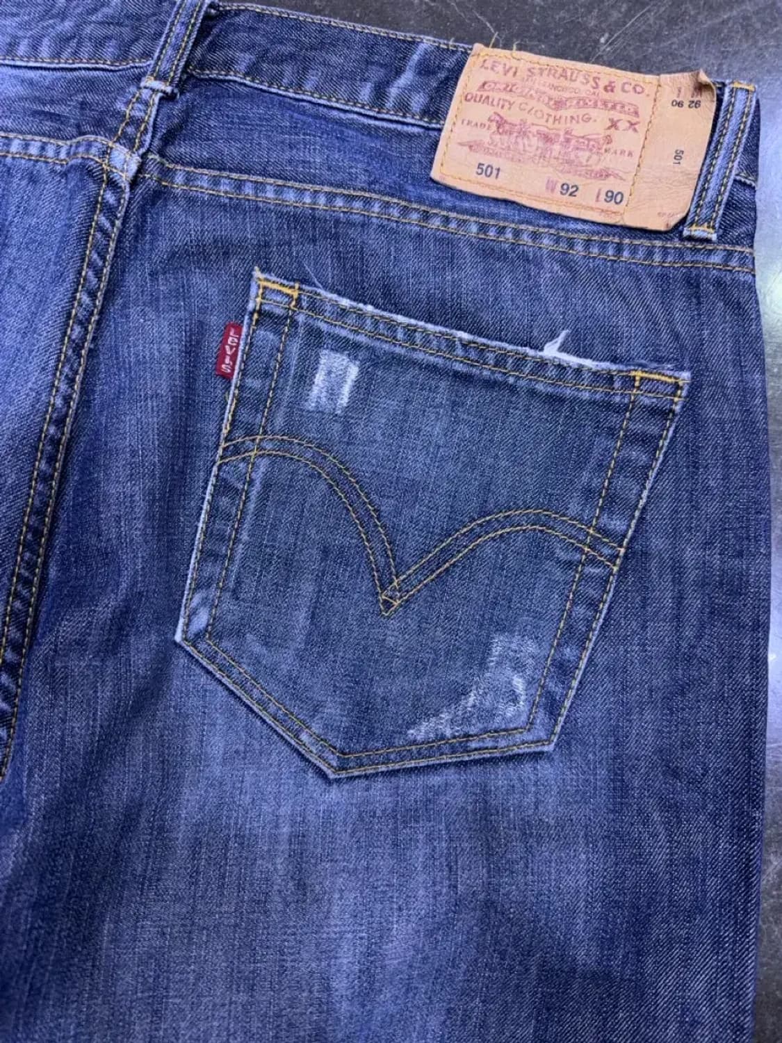 리바이스 501 00's 레귤러핏 빈티지 주름 워싱 데미지 데님팬츠 36 상품이미지8