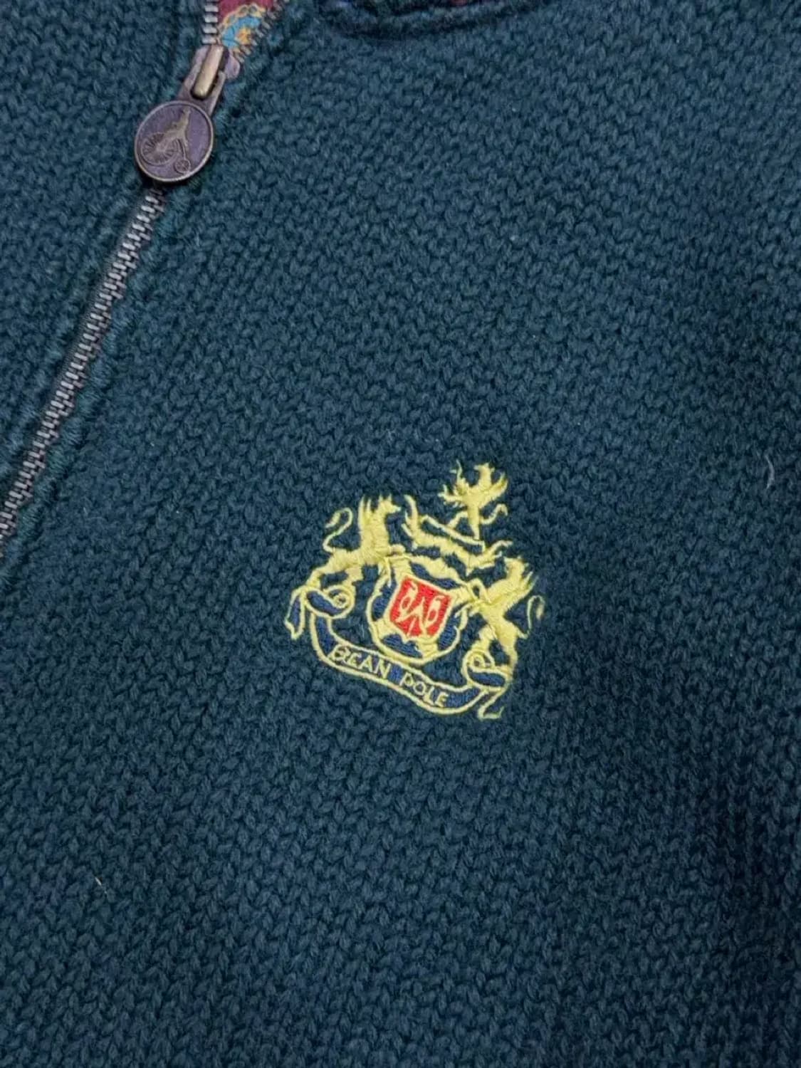 빈폴 헤비 울 자수 페이즐리 배색 니트 집업 스웨터 자켓 100 상품이미지5