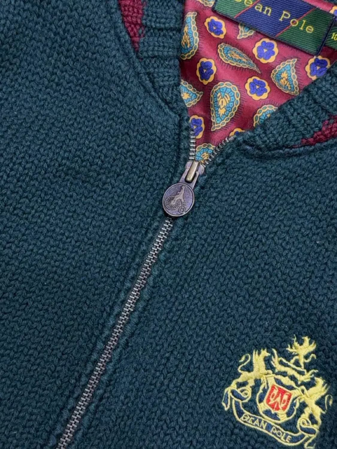 빈폴 헤비 울 자수 페이즐리 배색 니트 집업 스웨터 자켓 100 상품이미지6