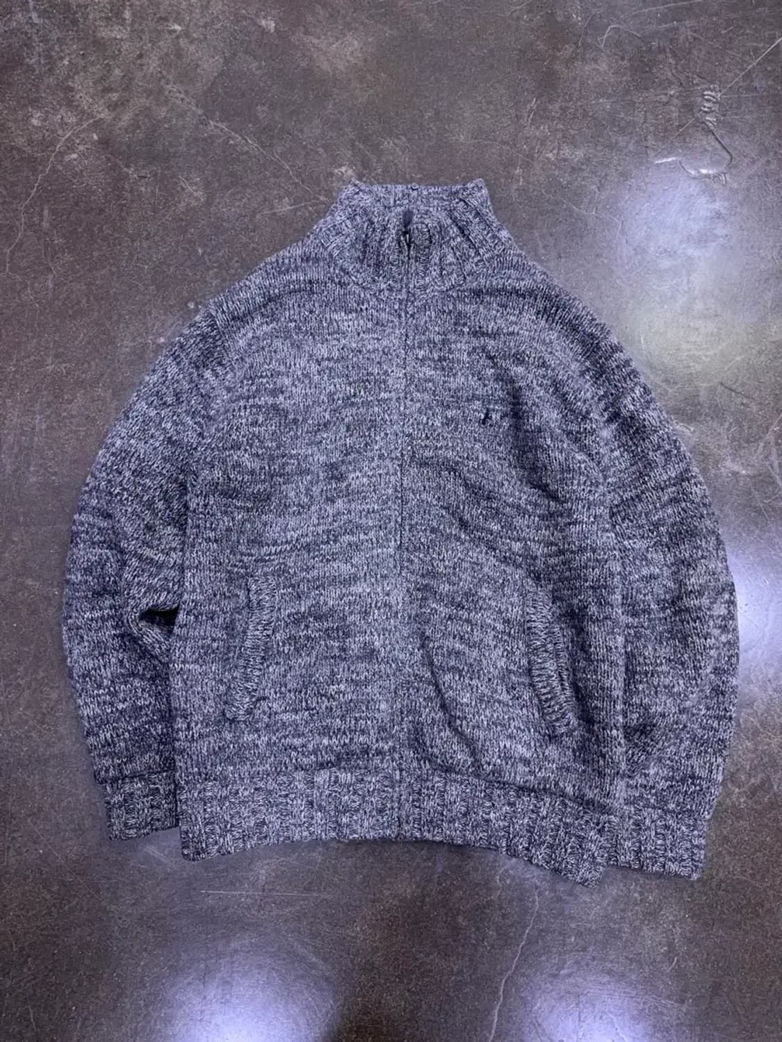 빈폴 클래식 보카시 헤비 울 니트 집업 체크패턴 스웨터 100 상품이미지2