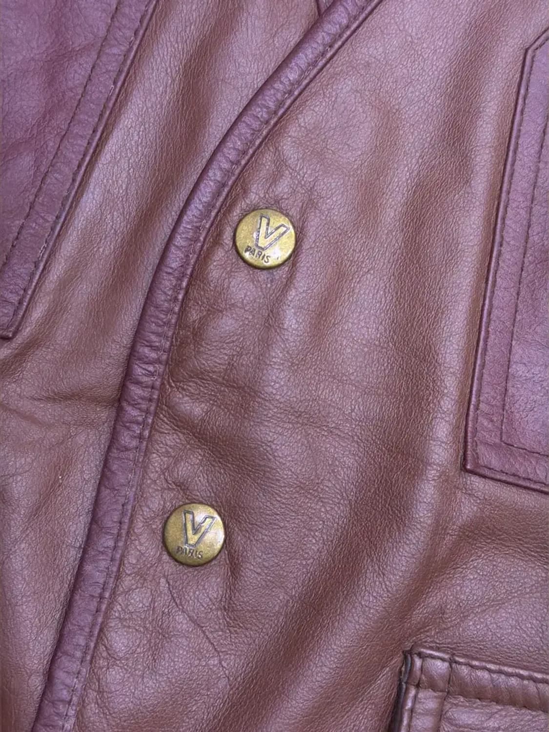 V 파리스 빈티지 멀티포켓 소가죽 버건디 베스트 조끼 L 상품이미지5