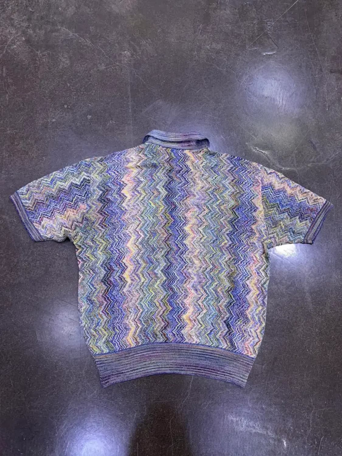 에펠 미쏘니 컬러 에스닉 패턴 니트 카라 반팔티셔츠 L 상품이미지2