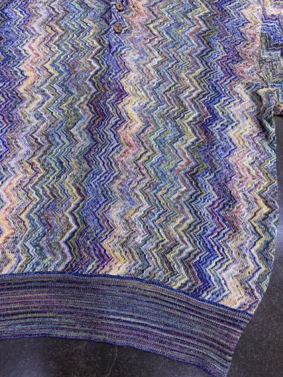 에펠 미쏘니 컬러 에스닉 패턴 니트 카라 반팔티셔츠 L 상품이미지6