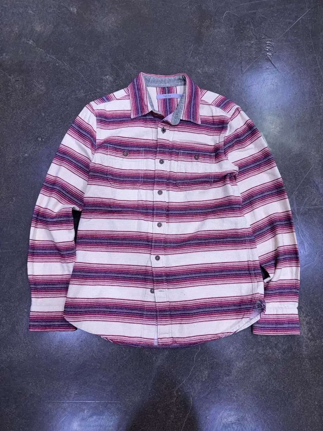 시리즈 에스닉 투포켓 스트라이프 베이지 레드 캐쥬얼 셔츠 100 상품이미지1