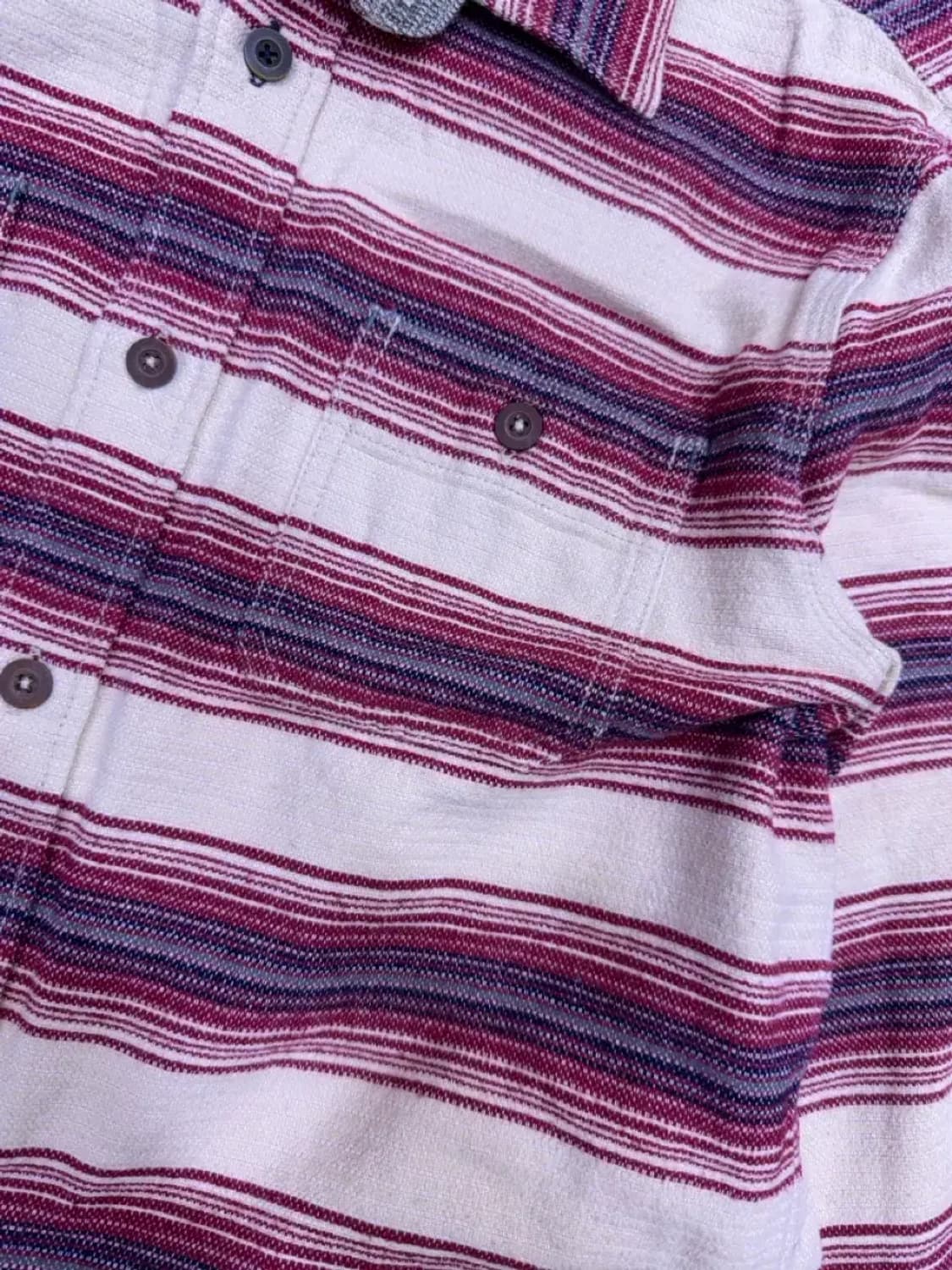 시리즈 에스닉 투포켓 스트라이프 베이지 레드 캐쥬얼 셔츠 100 상품이미지5