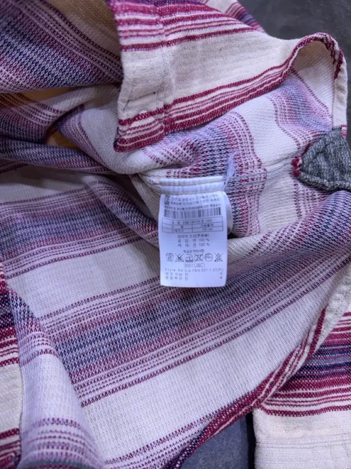 시리즈 에스닉 투포켓 스트라이프 베이지 레드 캐쥬얼 셔츠 100 상품이미지7