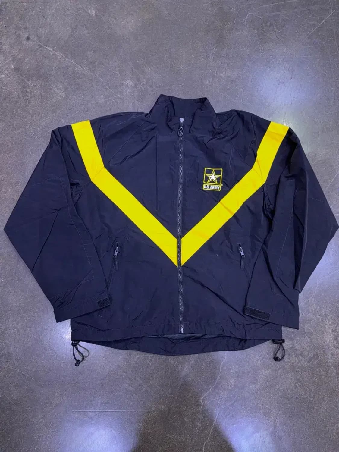 US ARMY 미군 APFU 신형 바람막이 점퍼 블랙 옐로우 S 숏 상품이미지1