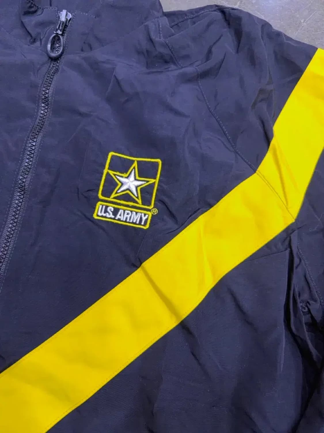 US ARMY 미군 APFU 신형 바람막이 점퍼 블랙 옐로우 S 숏 상품이미지4