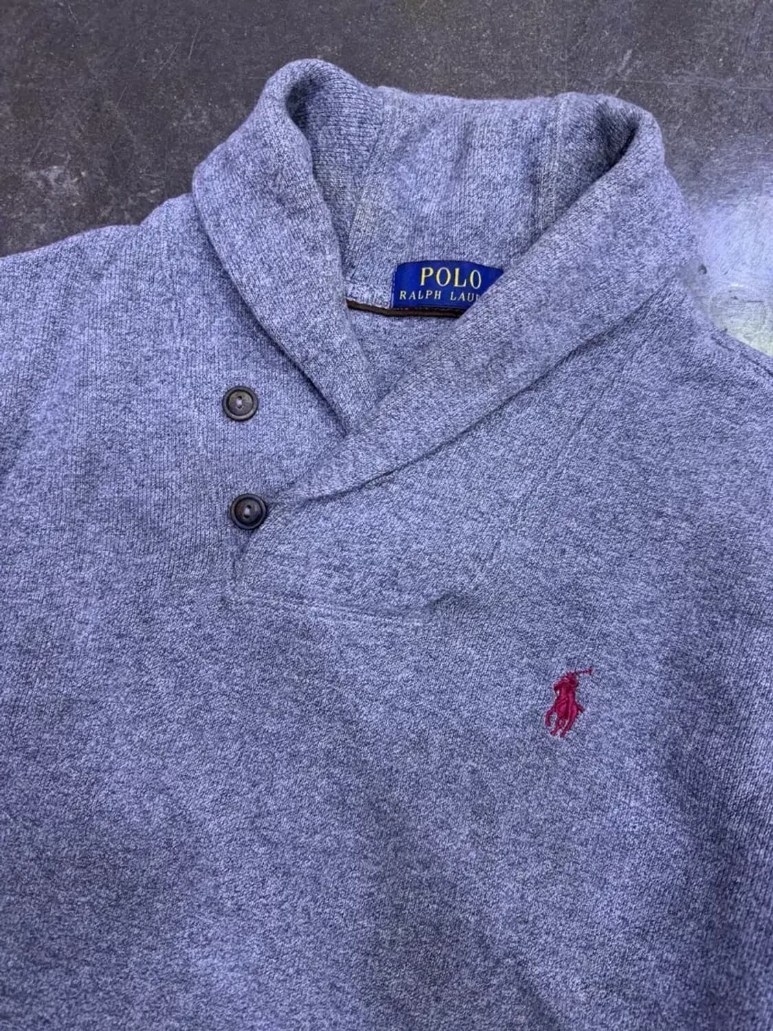 폴로 랄프로렌 클래식 숄카라 니트 스웨터 그레이 가디건 S 상품이미지3
