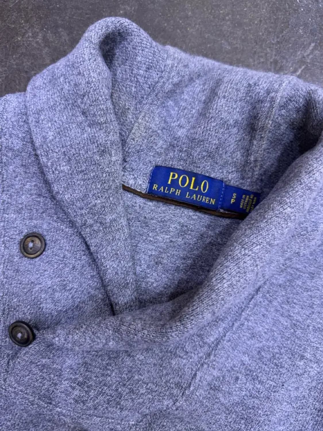 폴로 랄프로렌 클래식 숄카라 니트 스웨터 그레이 가디건 S 상품이미지4