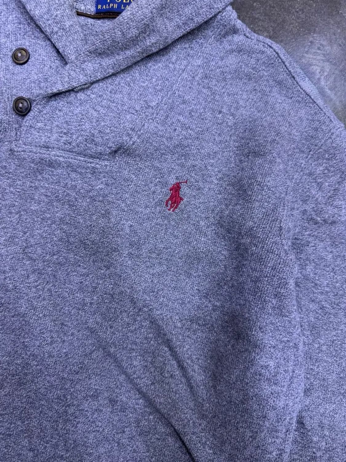 폴로 랄프로렌 클래식 숄카라 니트 스웨터 그레이 가디건 S 상품이미지5