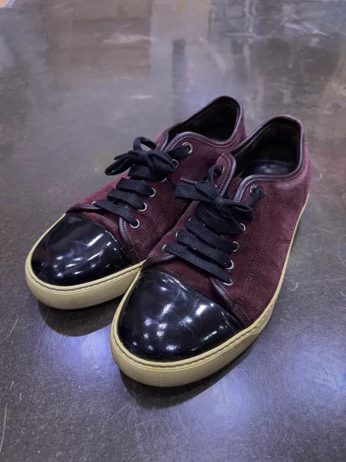 랑방 벨루어 스웨이드 레더 버건디 블랙 스니커즈 6 (250) 상품이미지1