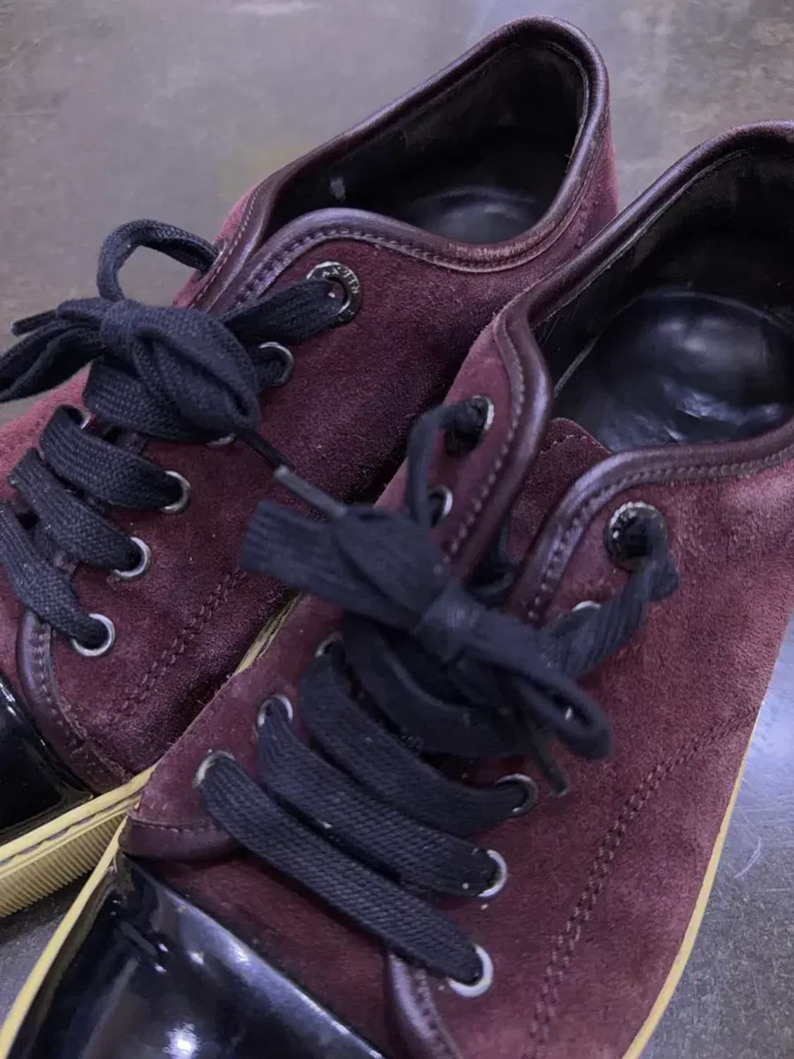 랑방 벨루어 스웨이드 레더 버건디 블랙 스니커즈 6 (250) 상품이미지4
