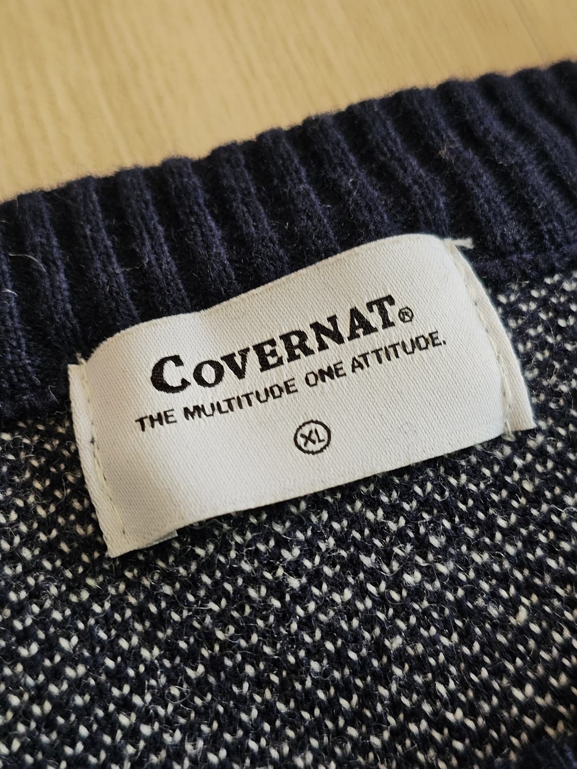 커버낫 네이비 아치 로고 스웨터 XL 상품이미지4