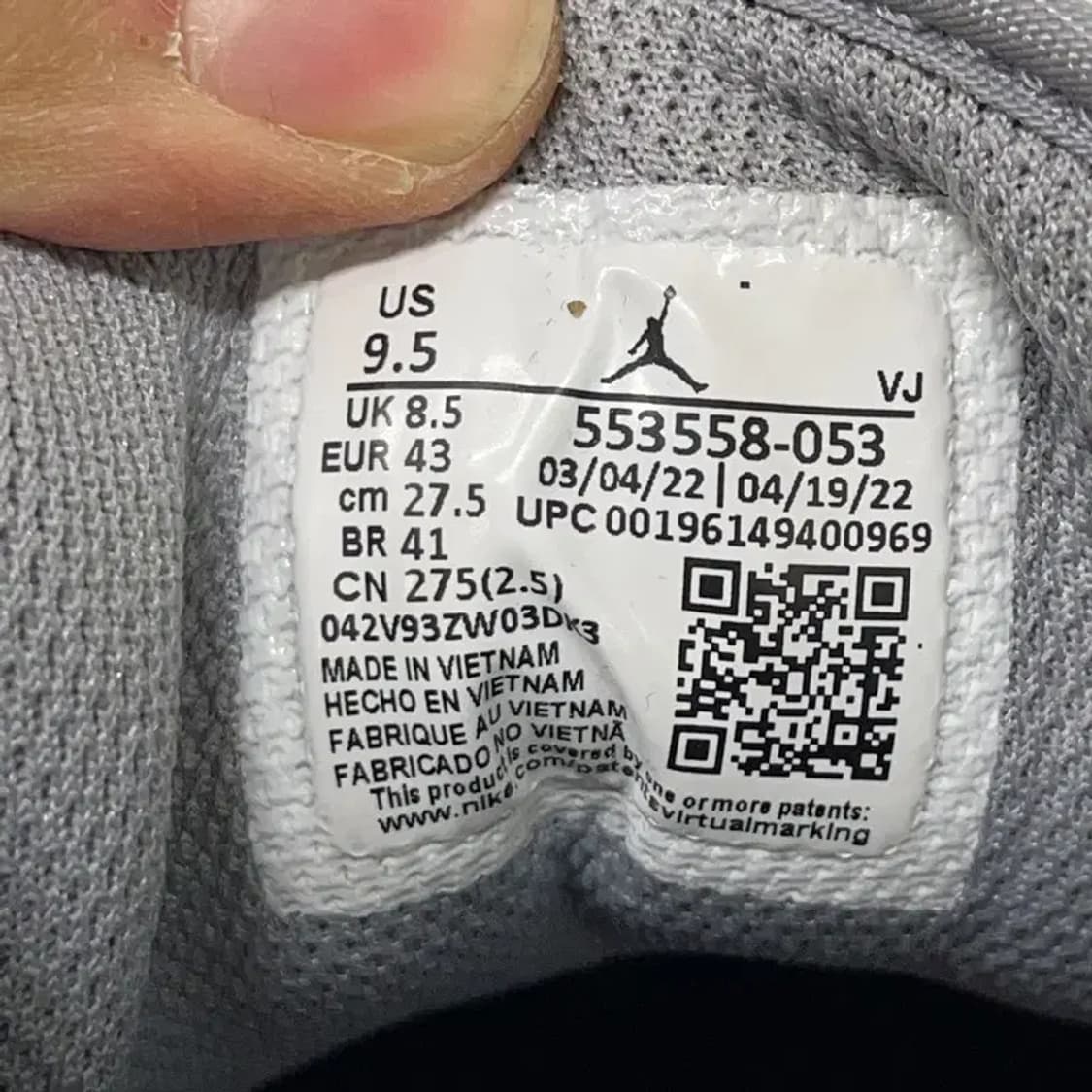 나이키 조던1 로우 스텔스 앤 화이트 스니커즈 275 E00568 상품이미지5