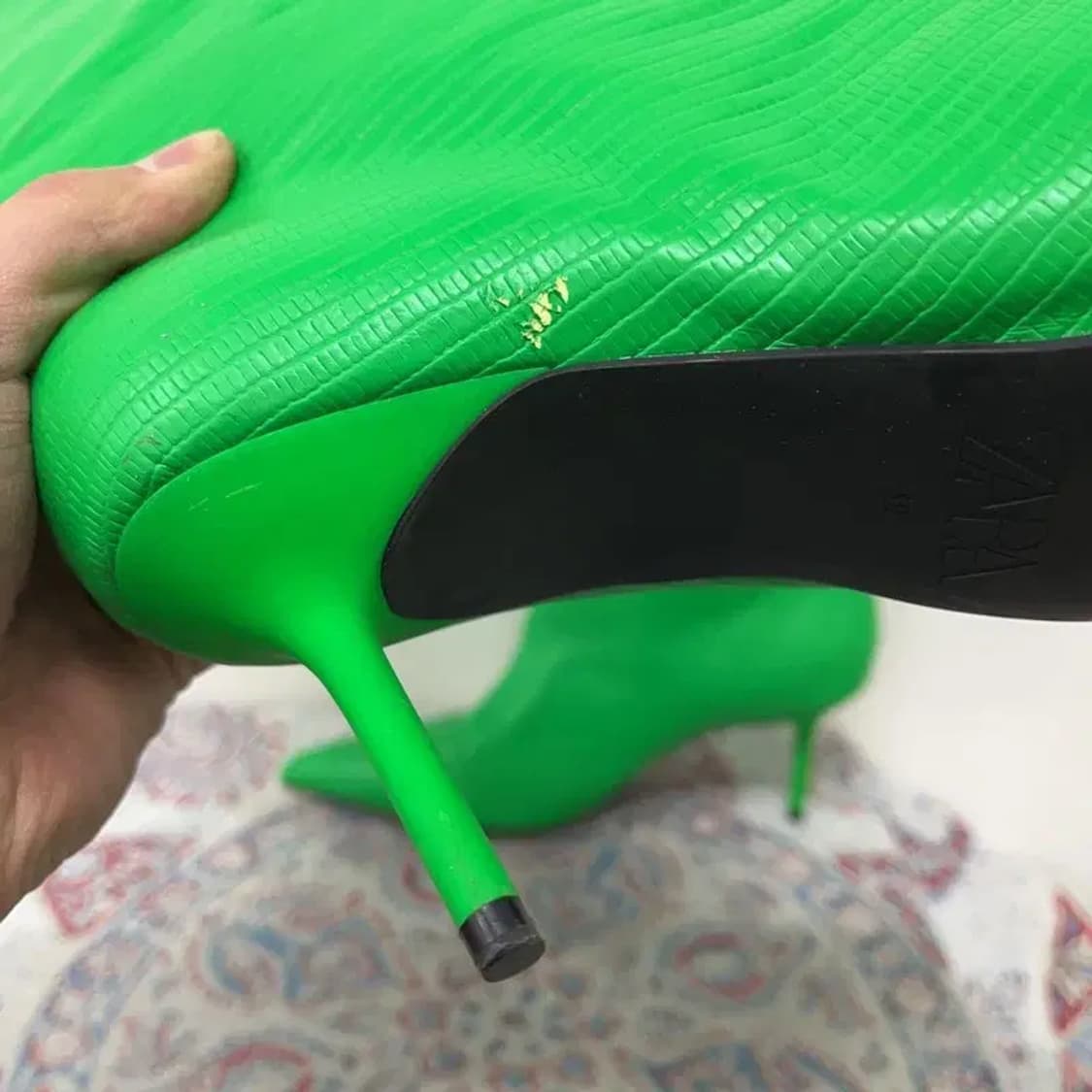 자라 ZARA 악어 무릎 높이 롱부츠 청키 힐 255 E00931 상품이미지4