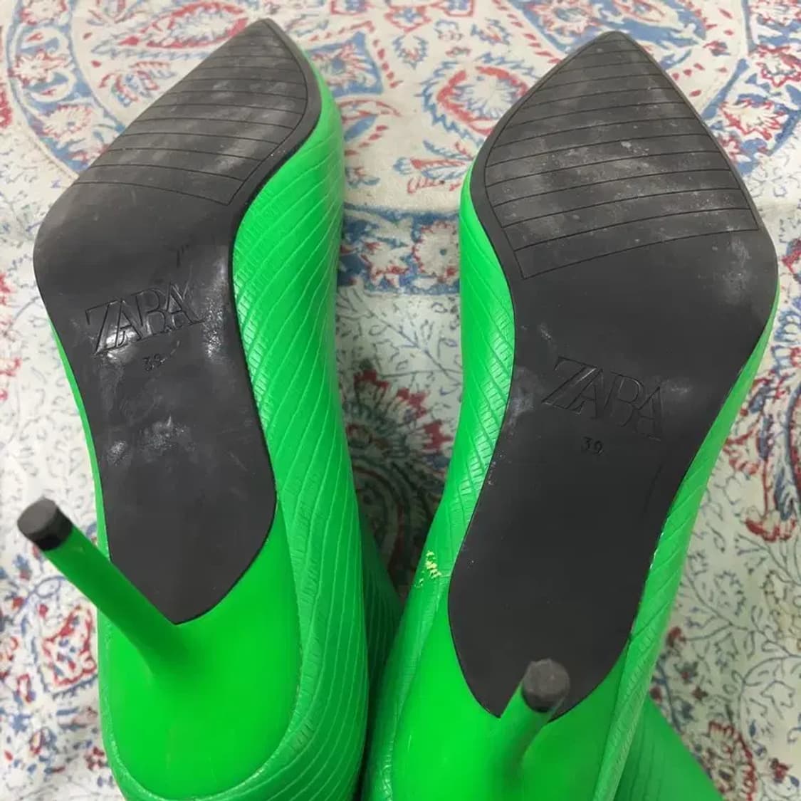 자라 ZARA 악어 무릎 높이 롱부츠 청키 힐 255 E00931 상품이미지5