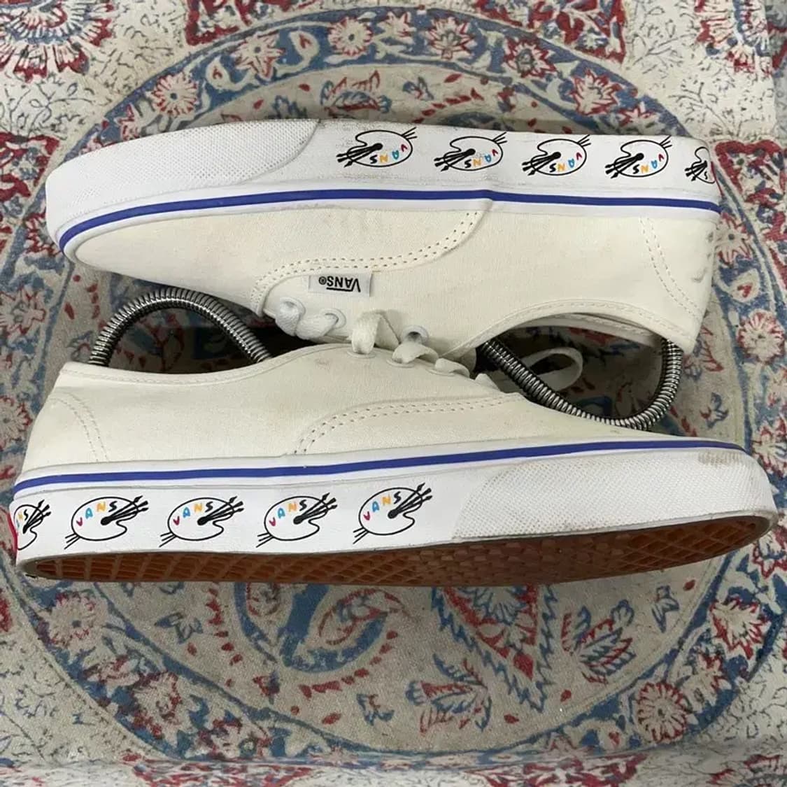 반스 어센틱 사이드월 페인트 화이트 스니커즈 235 E01378 상품이미지3