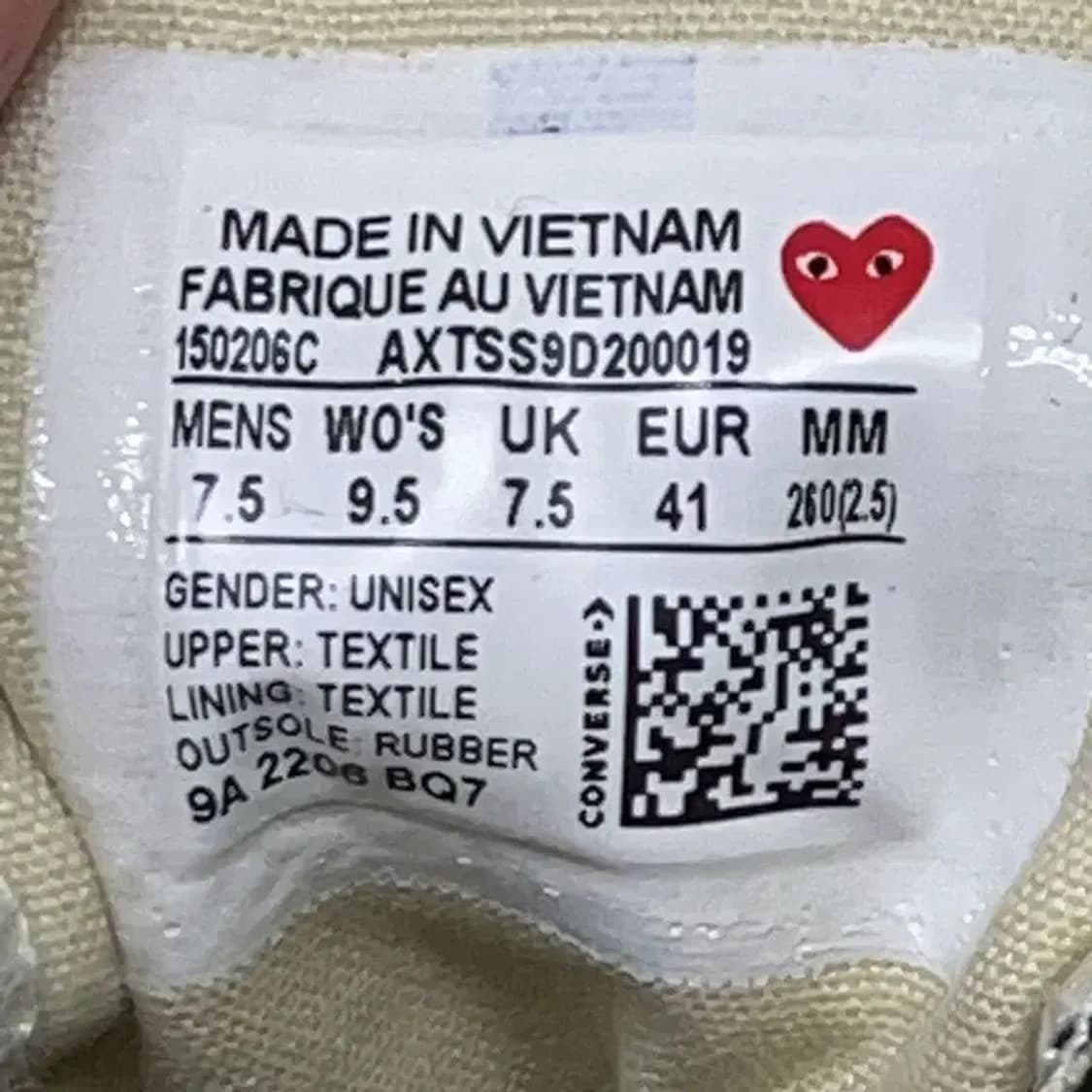 컨버스 꼼데가르송 척 70 로우 스니커즈 운동화 260 E01604 상품이미지5