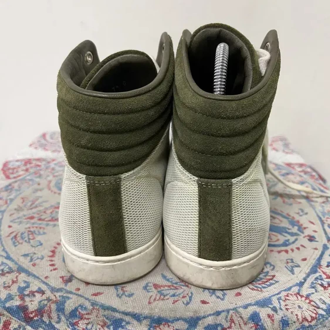 구찌 GUCCI 정품 카키 매쉬 삼선 하이탑 스니커즈 7.5 E01638 상품이미지2