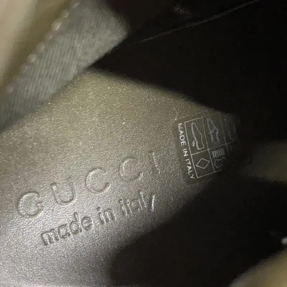 구찌 GUCCI 정품 카키 매쉬 삼선 하이탑 스니커즈 7.5 E01638 상품이미지6