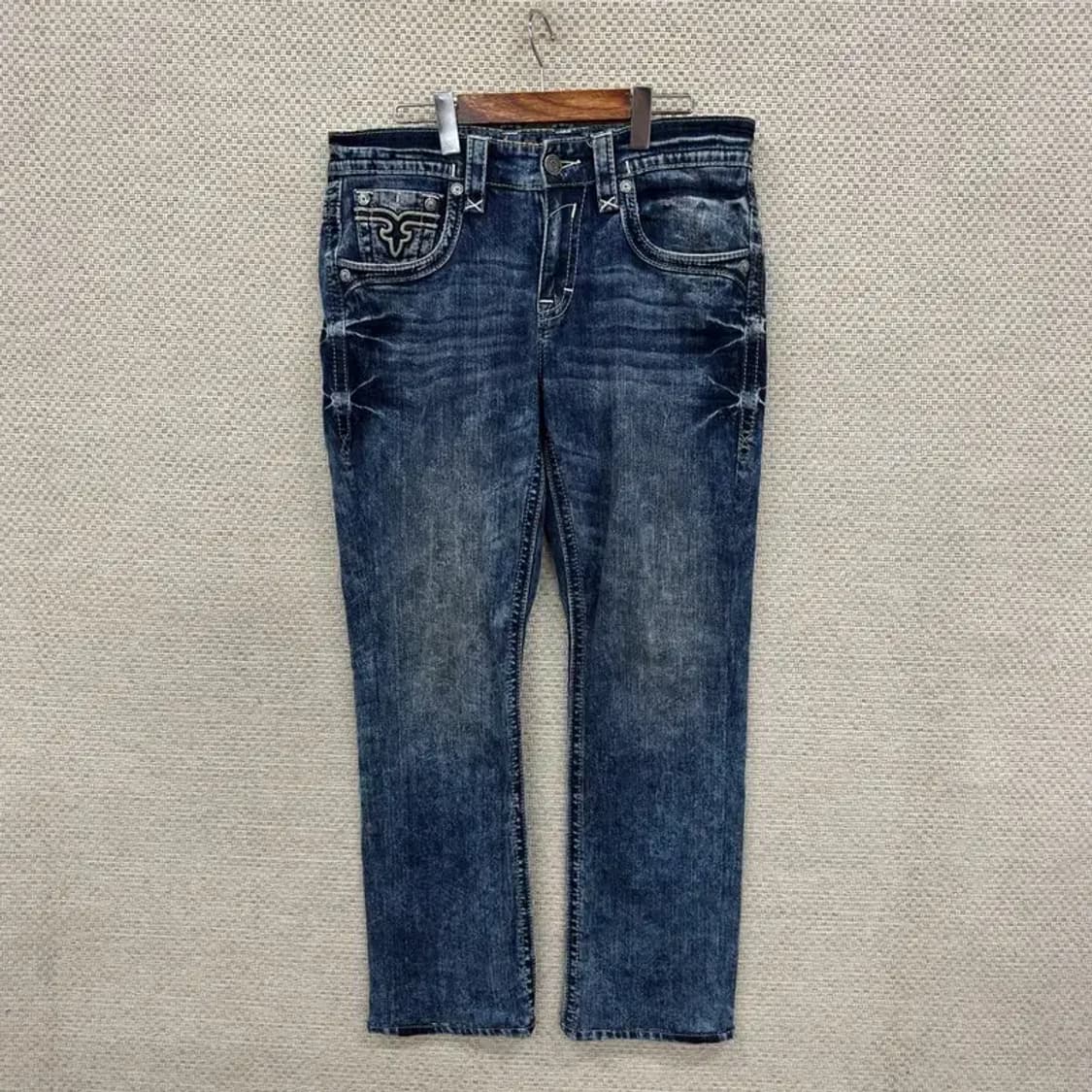 락 리바이벌 Y2K 빈티지 데님 청바지 33인치 D07566 상품이미지1