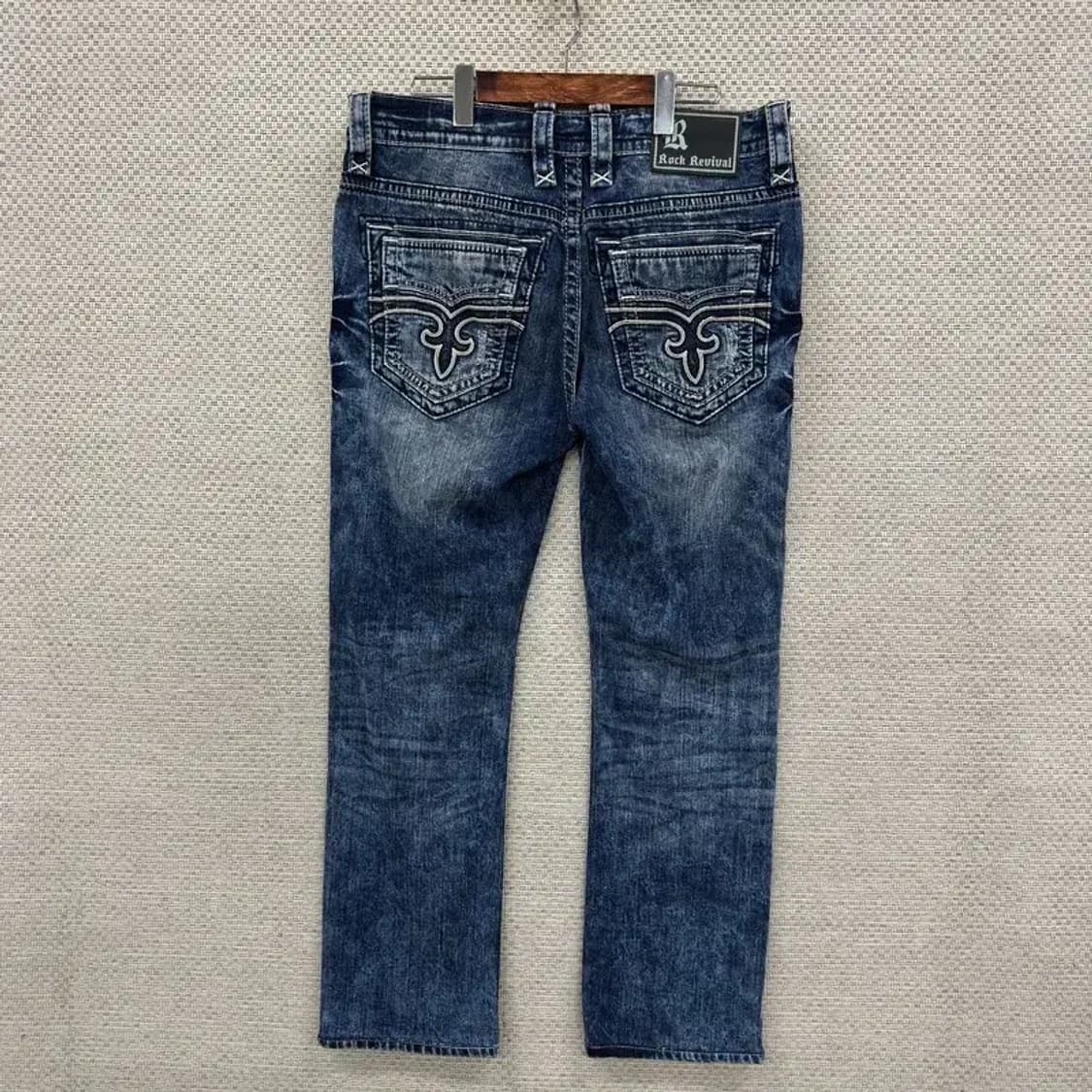 락 리바이벌 Y2K 빈티지 데님 청바지 33인치 D07566 상품이미지2
