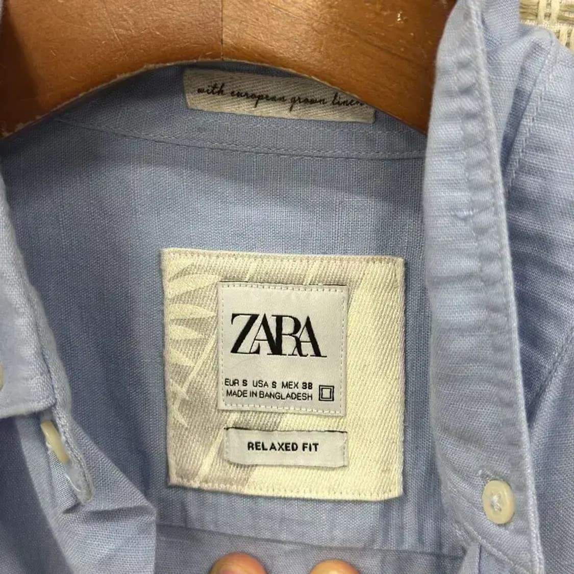 자라 ZARA 블루 린넨 혼방 셔츠 90 D08036 상품이미지3