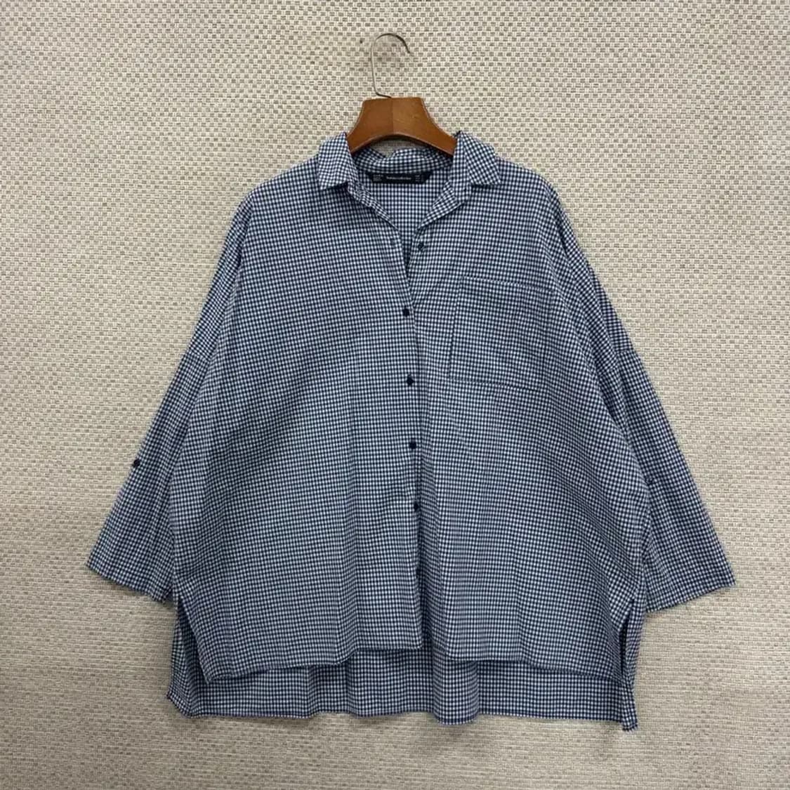 자라 ZARA 오버핏 포켓 여자 체크셔츠 90 D08467 상품이미지1