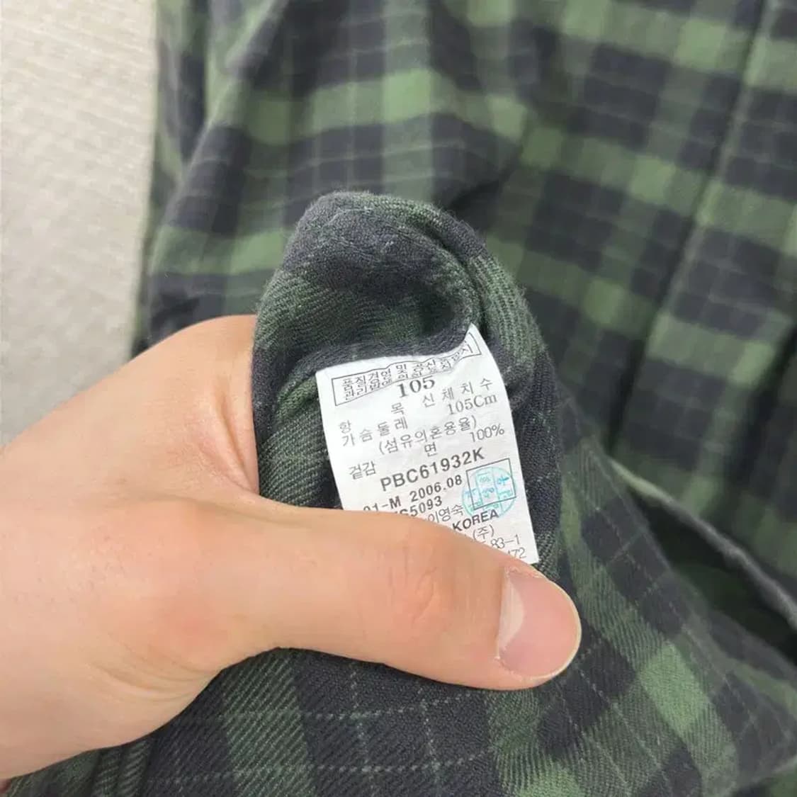 빈폴 자수로고 캐주얼 체크 긴팔 셔츠 105 D08528 상품이미지4