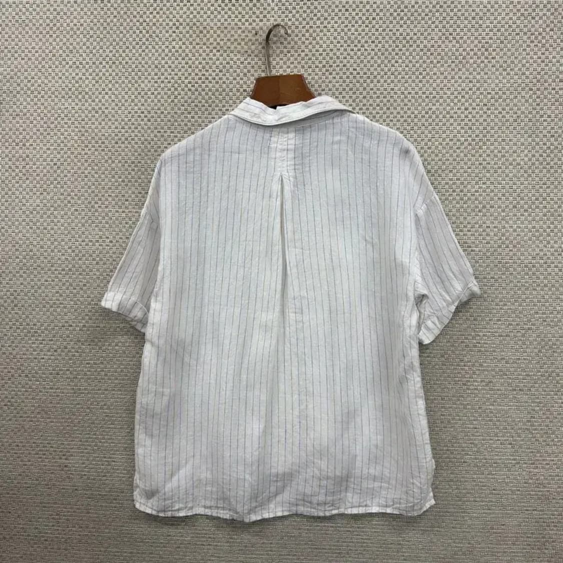 버커루 빈티지 스트라이프 린넨 반팔 블라우스 셔츠 95 D09965 상품이미지2