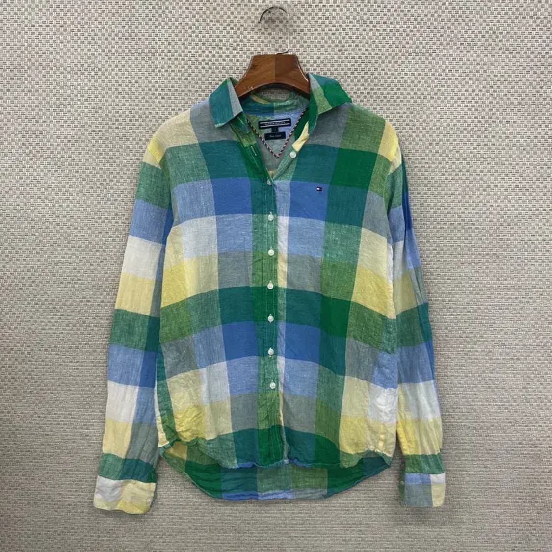 타미힐피거 자수로고 빈티지 린넨 긴팔 셔츠 90 D10110 상품이미지1