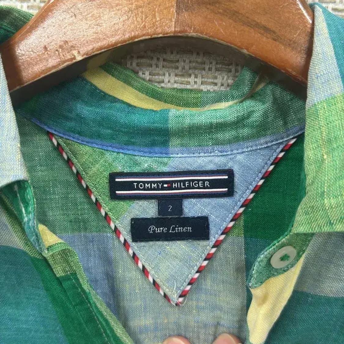 타미힐피거 자수로고 빈티지 린넨 긴팔 셔츠 90 D10110 상품이미지3