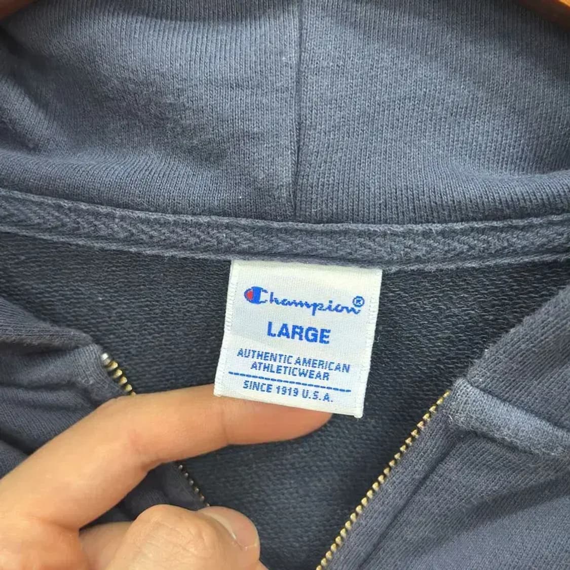 챔피온 캐쥬얼 네이비 후드 집업 100 D11203 상품이미지3
