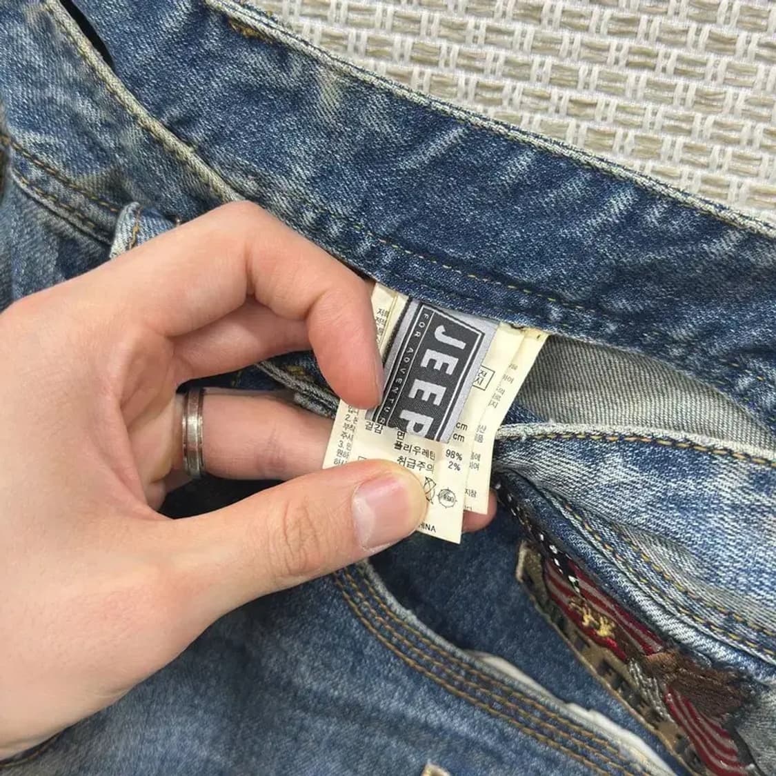 지프 JEEP 패치 워싱진 데님팬츠 청바지 31인치 D11381 상품이미지4