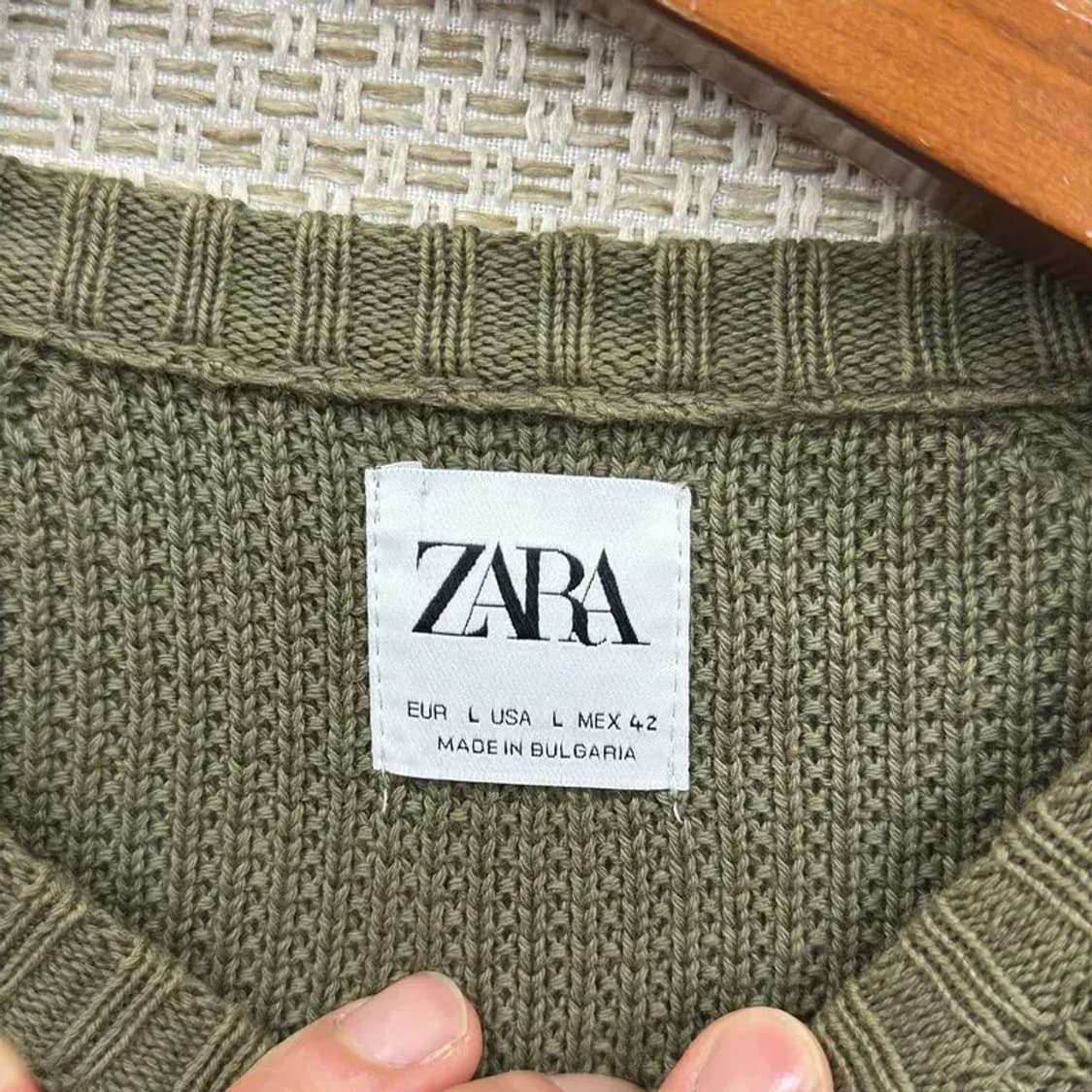 자라 ZARA 카키 캐주얼 롱 니트 100 D11460 상품이미지3