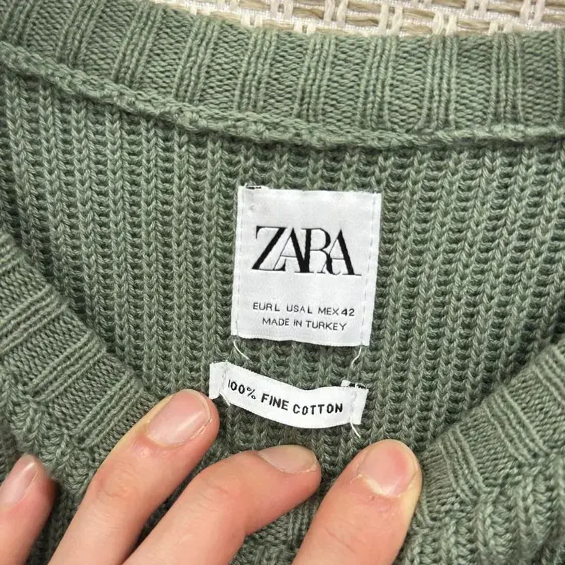 자라 ZARA 그린 무지 캐주얼 롱 니트 100 D11461 상품이미지3