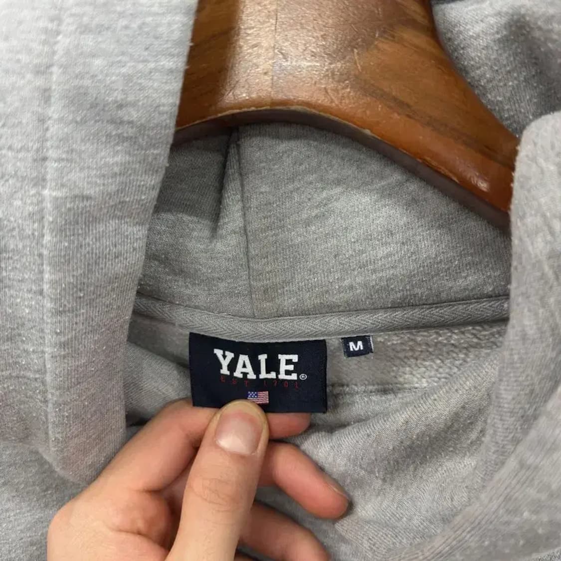 예일 YALE 캐주얼 빅로고 약기모 그레이 후드티 100 D11511 상품이미지3